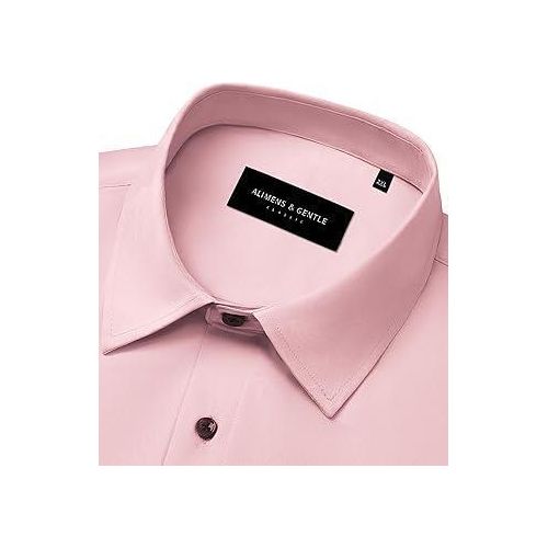 product_image_name-Fashion-Alimens & Gentle Shirts Mens Dress Shirts Stretch Long Sleeve Formal Business Wedding Button Down Shirt Wrinkle Free (Pink)-2
