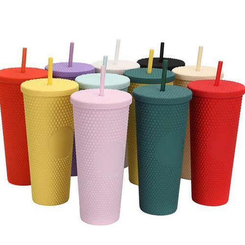 product_image_name-Generic-1PC Diamond Radiant Goddess Cup 710ml Summer Cold Water Cup Tumbler With Straw Double Layer Plastic Durian Coffee Mug-6