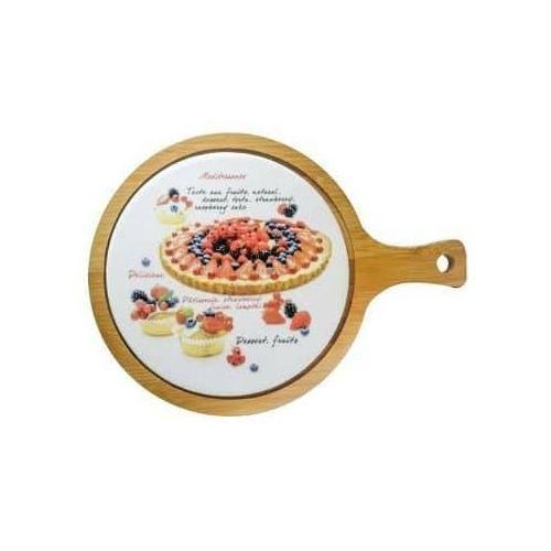 product_image_name-Generic-30cm Ceramic Bamboo Wooden Plate For Cakes And Sweets Serving Steak Plate Dessert Bread Dish Pizza Plate Tray Peel Paddle Chopping Cutting Pastry Board With Handle (For Baking Pizza, Bread, Cutting Fruit, Vegetables, Cheese)-1