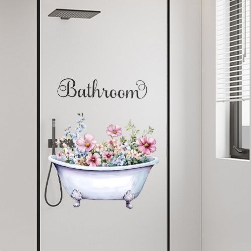product_image_name-Generic-Flower Bathroom Wall Sticker/waterproof Decorative Paintings-7