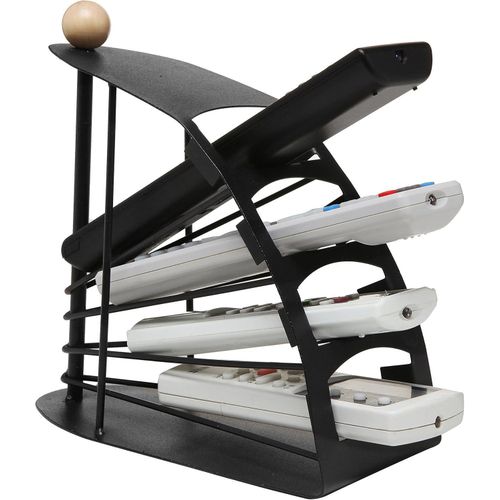 product_image_name-Generic-Black Metal Fan Design 4 Slot TV Remote Control Storage Organizer Caddy-1