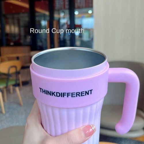 product_image_name-Generic-860ml Car Cup 304 Layer Stainless Steel Handle Straw Insulation Cup Student Cute Casual Portable Water Bottle Coffee Mug-4