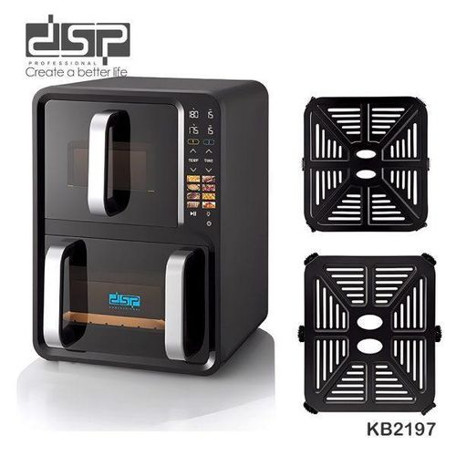 product_image_name-Dsp-Smart Touch Display Control Dual Tier Double Basket Air Fryer 1300W Upper Heating 5L And 1500W Bottom H eating 7L Capacity With Led Screen Display Oven -1