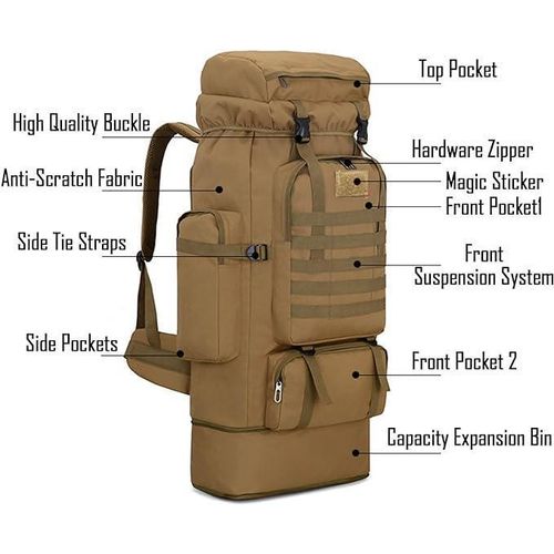 product_image_name-Generic-Tactical Backpack, Camping Hiking Backpack 85L Large Capacity Assault Pack Multi Functional Waterproof Backpack- Multicolor-6