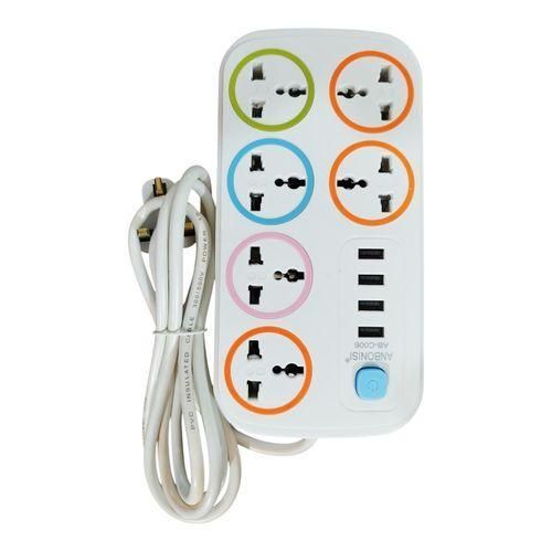 product_image_name-Generic-Smart 6 Way 4 USB Portable Socket Extension Cable Overload Protection UK, Good for Office, Travel-1