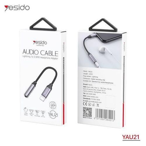 product_image_name-Yesido-YAU21 Aux Audio Cable To Audio Adapter Cable 10CM 3.5mm AUX Headphones Adapter For iPhone Black -2
