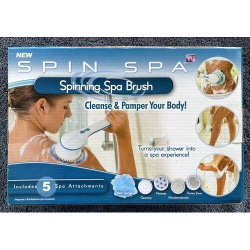 product_image_name-Generic-Spin Spa ELECTRIC Body BRUSH Exfoliate Cleanser Electric Shower Brush, 5 Rotating Brush Heads, Waterproof Silicone Body, facials Shower Scrub exfoliating Shower Brush, Shower Women and Men's Back Brush Long Handle, Blue.-6