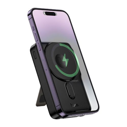 product_image_name-Hoco-Q48 10000mAh Magnetic Wireless Power Bank with Built-In Cables & MagSafe Support - Black-4