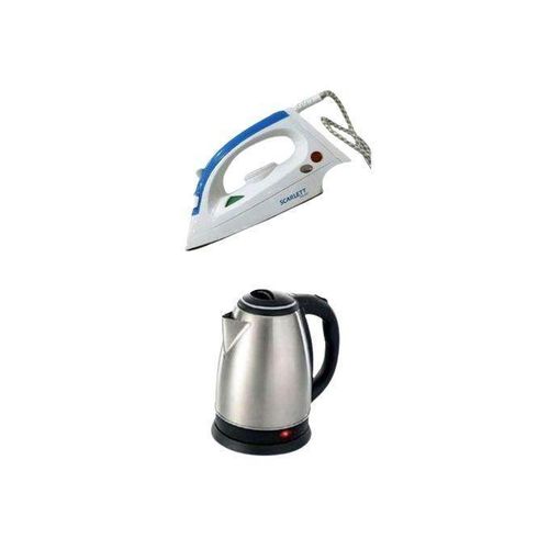 product_image_name-Generic-Scarlett Flat Iron & Electric Kettle Percolator 2 Liters Plus A Free 4 Way Extension - Silver, White-2