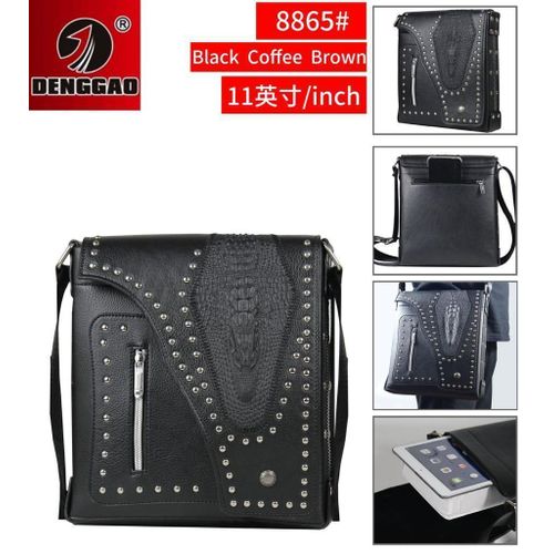 product_image_name-DENGGAO-11 Inch Shoulder Bag Men's Crossbody Manbag Leather Messenger Casual Handbags Side Satchel Sling Travel Flight Bags Cross Leather Sport Bags for Men Working Shopping Business Travel Daily -3