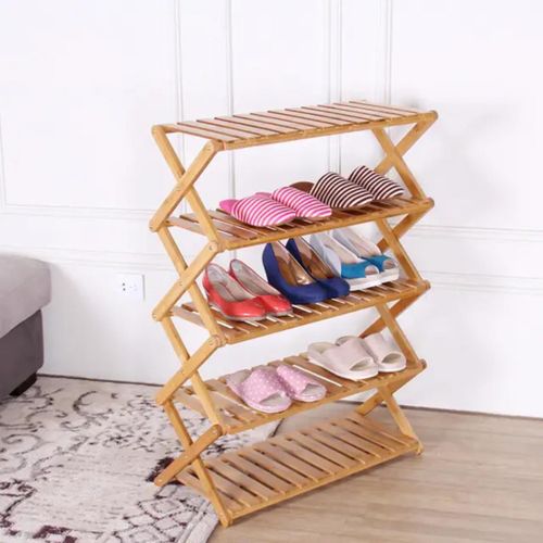 product_image_name-Generic-Stylish Bamboo 5 layer Shoe Rack-Mahogany-1