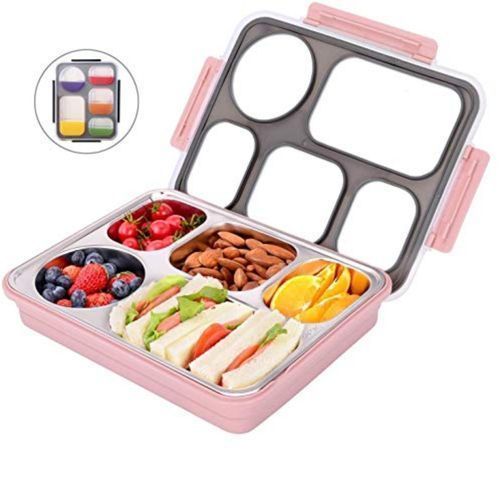 product_image_name-Generic-5 Compartment Lunch Box, Portable Food Flask Container-Pink-1