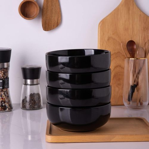 product_image_name-Generic-AmorArc Stoneware Grain Bowls Kitchen set, 22oz Ceramic Deep Soup Bowls 6 Set, Black Bowls Set for Breakfast, Lunch, Dinner. Microwave oven and Dishwasher Safe for Cereal Popcorn Ice cream Dessert -Black-5