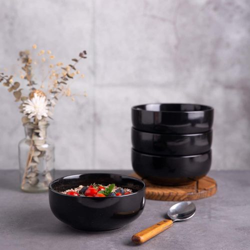product_image_name-Generic-AmorArc Stoneware Grain Bowls Kitchen set, 22oz Ceramic Deep Soup Bowls 6 Set, Black Bowls Set for Breakfast, Lunch, Dinner. Microwave oven and Dishwasher Safe for Cereal Popcorn Ice cream Dessert -Black-6