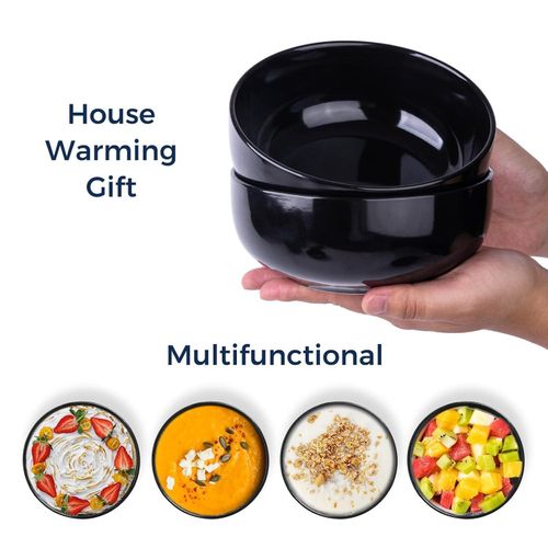 product_image_name-Generic-AmorArc Stoneware Grain Bowls Kitchen set, 22oz Ceramic Deep Soup Bowls 6 Set, Black Bowls Set for Breakfast, Lunch, Dinner. Microwave oven and Dishwasher Safe for Cereal Popcorn Ice cream Dessert -Black-8