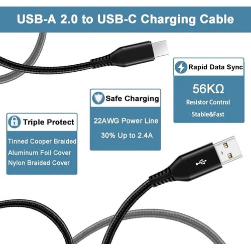 product_image_name-Generic-USB C Cable 2m, Extra Long USB Type C Fast Charging Cable Durable Nylon Braided USB A to USB C Cable 2 Meters -3