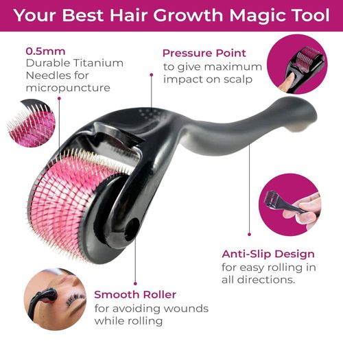 product_image_name-Derma Roller-0.5Mm Titanium Needles For Hair Regrowth Beard Thickening Reducing Hair Fall & Acne Skin Scars Repair For Men & Women And Activates Hair Follicles-2