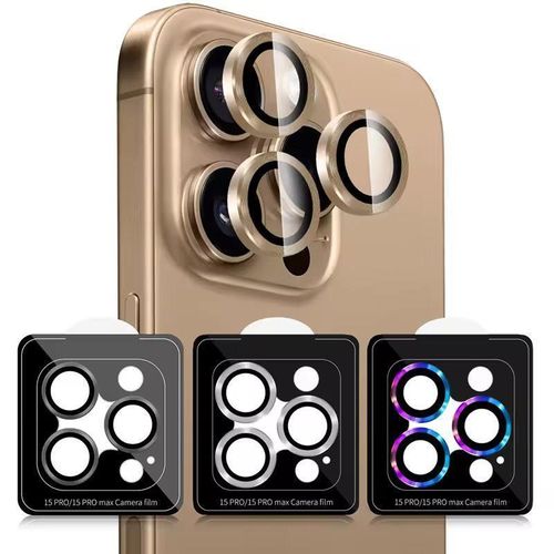 product_image_name-Generic-Metal Lens Protector Glass For iPhone 15 Pro Max / 15 Pro Back Camera Lens Protection Film - Black-1