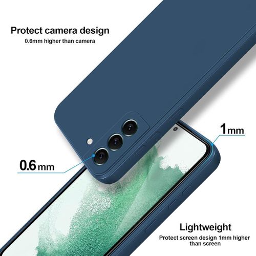 product_image_name-Generic-Samsung Galaxy S22 Phone Case Liquid Silicone, Cute Thin Slim Soft Rubber TPU Plain Smooth Gel Cover for Women Girl Aesthetic Design, Matte Solid Protective & Shockproof Bumper, Blue -5