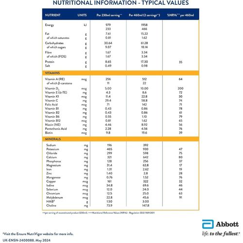product_image_name-Ensure-Nutrivigor Nutritional Shake – Vanilla Flavour –– Food Supplement With Protein, HMB & 27 Vitamins & Minerals, 400g (UK)-4