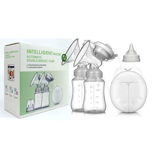 product_image_name-Generic-Portable Rechargeable Double Electric Breast Pump With 2 Baby Milk Bottles -2
