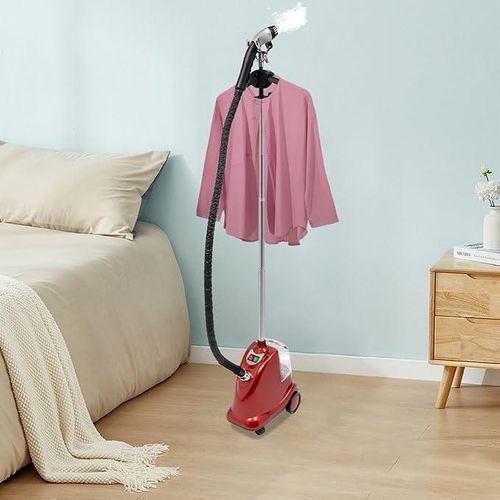 product_image_name-Sokany-2200 W Garment Steamer - Professional Steamer For Textile Types, Vertical Steam Iron With 3 L Water Tank, Antibacterial Steam Brush, Three Levels Adjustable (Black + Red)-3