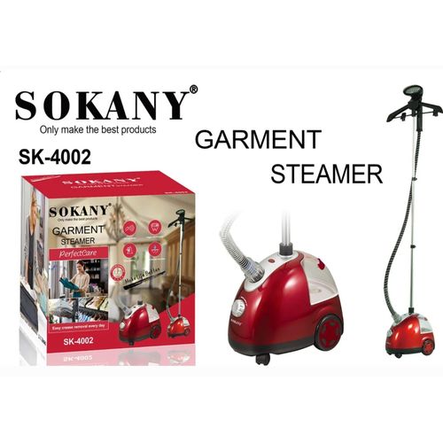 product_image_name-Sokany-2200 W Garment Steamer - Professional Steamer For Textile Types, Vertical Steam Iron With 3 L Water Tank, Antibacterial Steam Brush, Three Levels Adjustable (Black + Red)-4