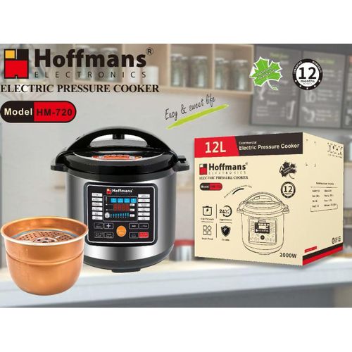 product_image_name-Hoffmans-Electric Pressure Cooker, 12L - Silver/Black-1