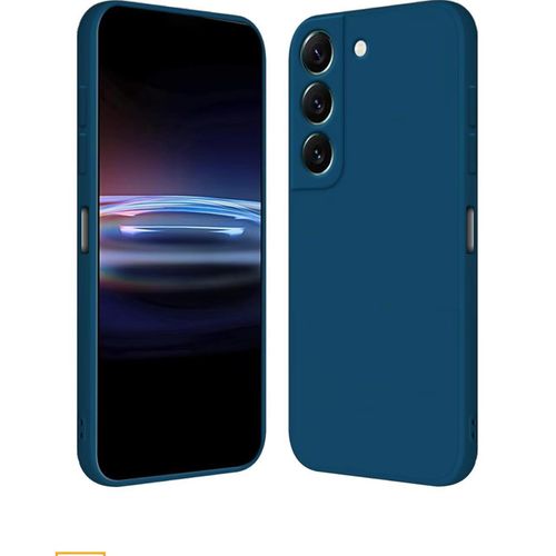 product_image_name-Generic-Samsung Galaxy S22 Phone Case Liquid Silicone, Cute Thin Slim Soft Rubber TPU Plain Smooth Gel Cover for Women Girl Aesthetic Design, Matte Solid Protective & Shockproof Bumper, Blue -4