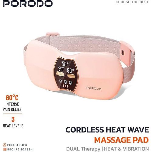 product_image_name-Generic-Porodo Dual Wireless Massage Pillow with Heat and Vibration Therapy for Menstrual Cramps by Lifestyle, 3 Heat Levels (50/55/60°C), LED Digital Display, 2500mAh Battery, Menstrual Pain Relief, Power Off - Multicolor-2