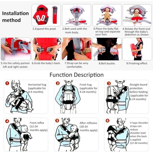 product_image_name-Generic-Multifunctional Large Baby Carrier, Breathable Thickened Baby Backpack Style Carrier For New Born To Toddler Ergonomic Design Two Ways To Carry Easy To Wear Perfect for Walking Shopping and Travelling Baby Holder - Multicolor-8