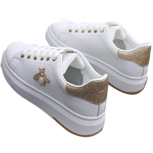 Shop Women's Lace Up Sneakers - White,Gold | Jumia Uganda