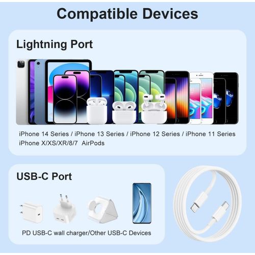 product_image_name-Generix-2 Pack 3 Feet USB C to Lightning Cable Type C Fast Charger Cable 3ft-4