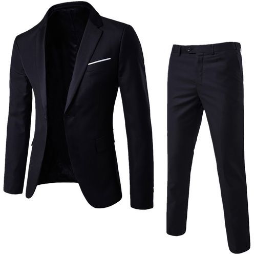 Shop 2Pcs/Set Plus Size Men Solid Color Long Sleeve Lapel-Black | Jumia ...