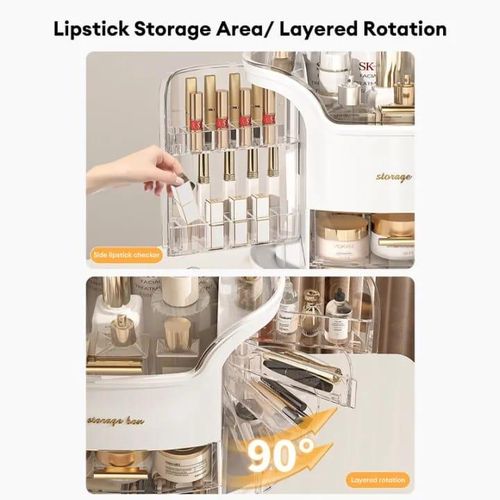 product_image_name-Generic-Large cosmetics Organizer Storage Make Up Bags And Organizers Multifunctional Desktop New Cosmetic Set Ladies Jewelry Storage Box makeup Holder Transparent -Multicolor-4