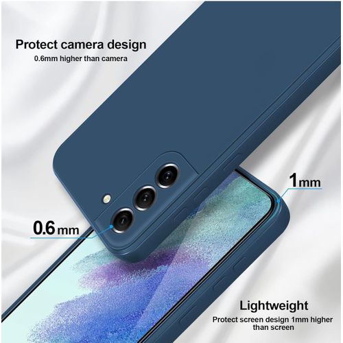 product_image_name-Generic-Samsung Galaxy S21 FE 5G Case, Smooth Soft Liquid Silicone Case, Gel Rubber Shockproof Full Body Protective Phone Cover for Samsung S21 FE (Blue )-3