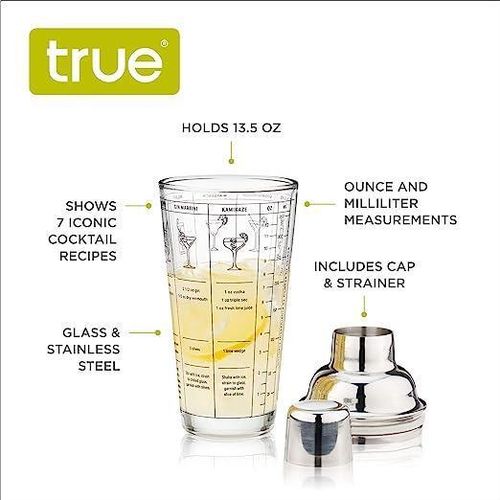 product_image_name-Generic-Outset Glass Glass Cocktail Shaker Printed with Drink Recipes, 12 Ounce, Stainless Steel Strainer Lid-3