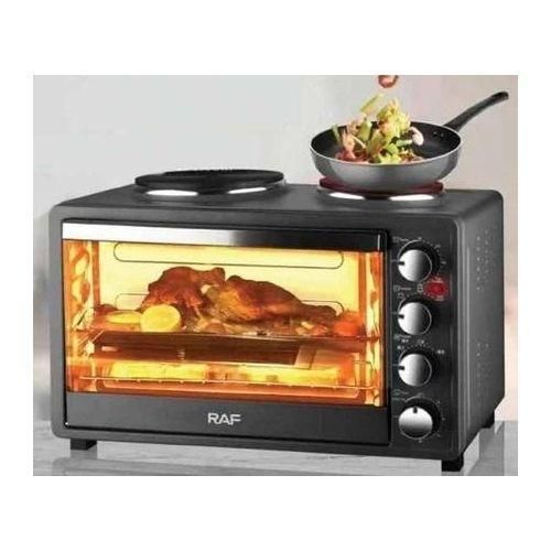 product_image_name-RAF-40 Litres Toaster Baking Electric Oven Grill With 2 Hot Plates With Heat Evenly Visual Glass Door Time Temperature Control Rotary Button- Multicolor-1