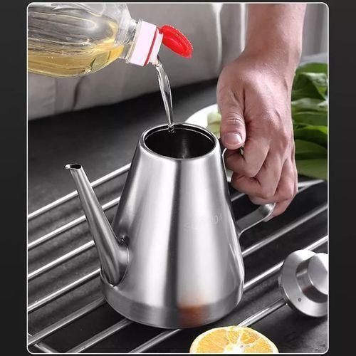 product_image_name-Generic-18Oz Oil Dispenser Storage Container Can, Vinegar Jar Pot Pourer Bottle- Silver.-1