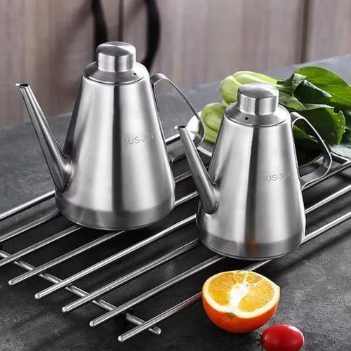 product_image_name-Generic-18Oz Oil Dispenser Storage Container Can, Vinegar Jar Pot Pourer Bottle- Silver.-5