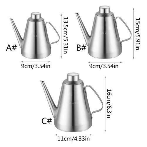 product_image_name-Generic-18Oz Oil Dispenser Storage Container Can, Vinegar Jar Pot Pourer Bottle- Silver.-6