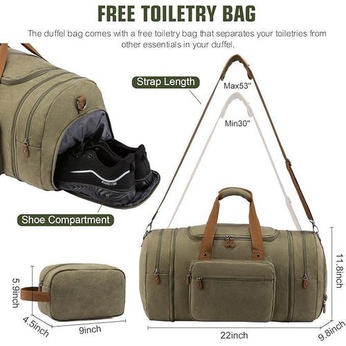 product_image_name-Generic-Sucipi Canvas Duffle Bag for Travel Overnight Carry on Bag with Shoe Compartment Weekender Duffel Bag with Toiletry Bag.-2