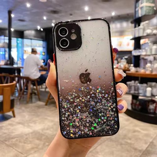 product_image_name-Generic-Luxury Bling Glitter Transparent Case For iPhone 12 Pro Max - Black-7