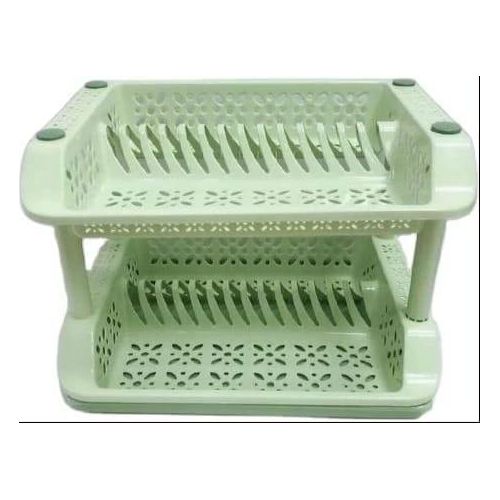 product_image_name-Generic-2 Tier kitchen Counter Top Plastic Dish Draining Drying Storage rack tray Organizer- Multicolor-5