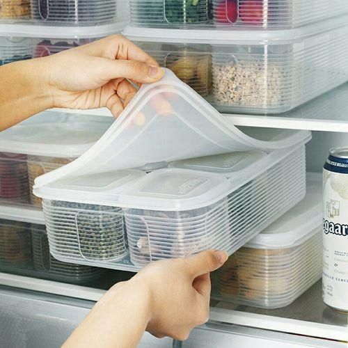 product_image_name-Generic-Plastic Food Storage Containers With 6 Removable Tins Fridge Organizer -White.-3