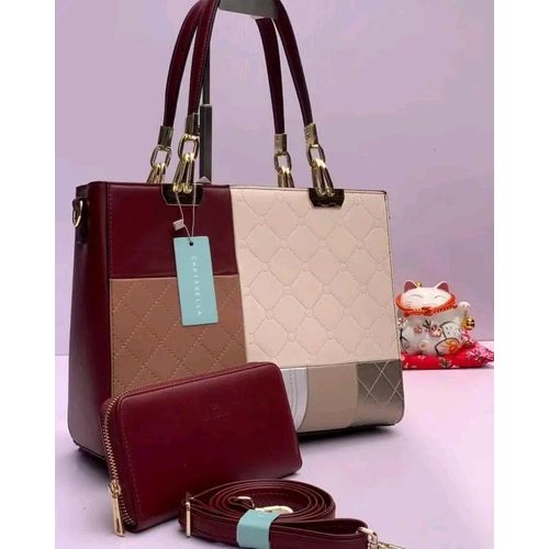 product_image_name-Generic-CHRISBELLA Elegant multi color leather handbag with burgundy, tan, beige, and cream panels. -1