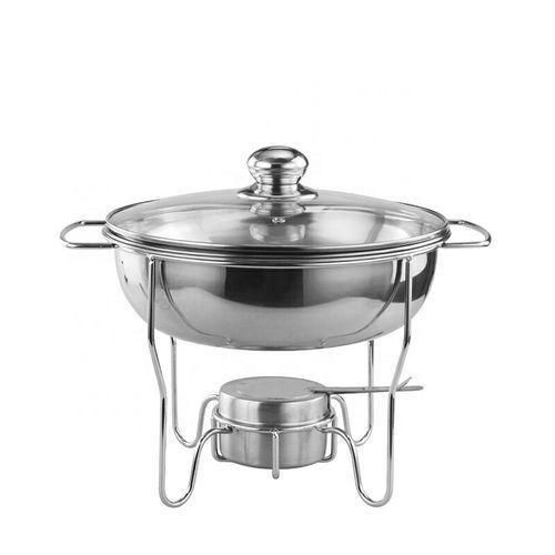 product_image_name-Generic-4L Stainless Steel Small Round Chafing Dish Food Warmer Hot Pot Outdoor Camping Alcohol Stove- Silver.-1