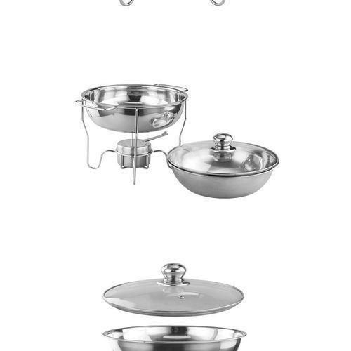 product_image_name-Generic-4L Stainless Steel Small Round Chafing Dish Food Warmer Hot Pot Outdoor Camping Alcohol Stove- Silver.-6
