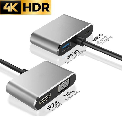 product_image_name-Generic-4in1 USB Type C to Hub 4K HDMI+VGA+Type-C+USB  Port Display Adapter Splitter Box-2