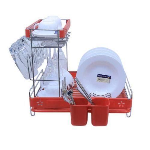 product_image_name-Binca-Stainless Steel Dish Drainer With An Auxiliary Rack-Red.-1